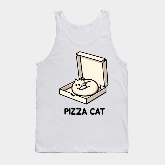 Funny Cute Cat Sleeping inside Pizza Box Tank Top by dukito